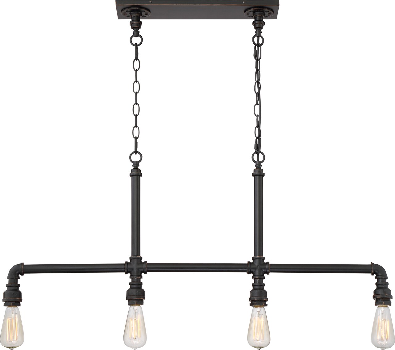 Iron 4-Light Pendants Mounted Pendant Light Fixture in Industrial Bronze